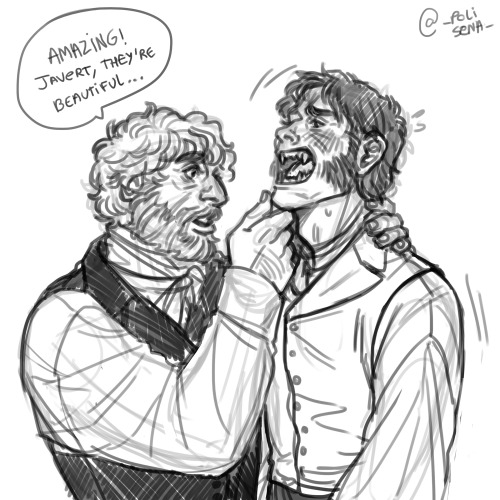 polisena-art: Sharp teeth Javert and a somewhat teeth enthusiast Valjean,,??