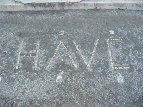 nathanielthecurious:via-appia:An ancient welcome mat!  “HAVE” is a variant of the Roman greeting “AV
