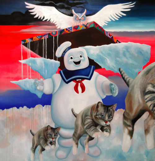 Cats, indians, and cotton candy in the paintings of Super Future Kid
