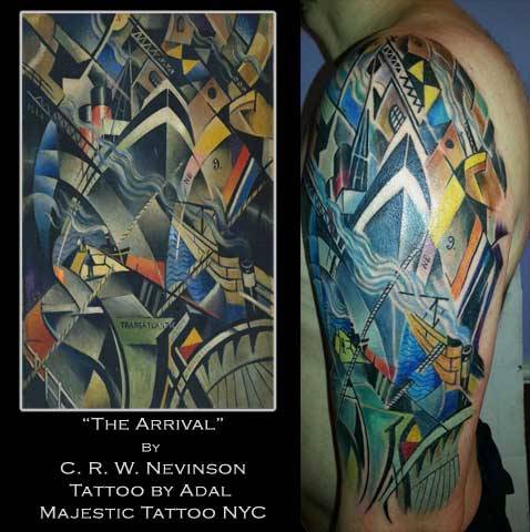 fuckyeahtattoos:  The Arrival by Nevinson - Tattoo rendition by Adal at Majestic