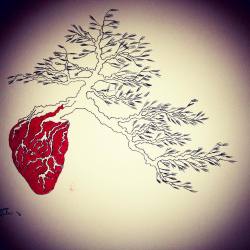 pixelkong:  Dos tres!! ❤️🌿🍃 #watercolor #heart &amp; #bonsai