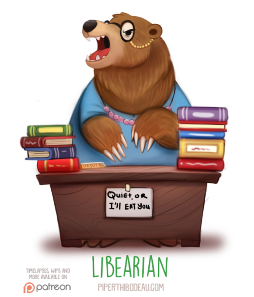 thirdtimecharmed: motivatedslacker: cryptid-creations: Daily Paint 1548. Libearian by Cryptid-Creati