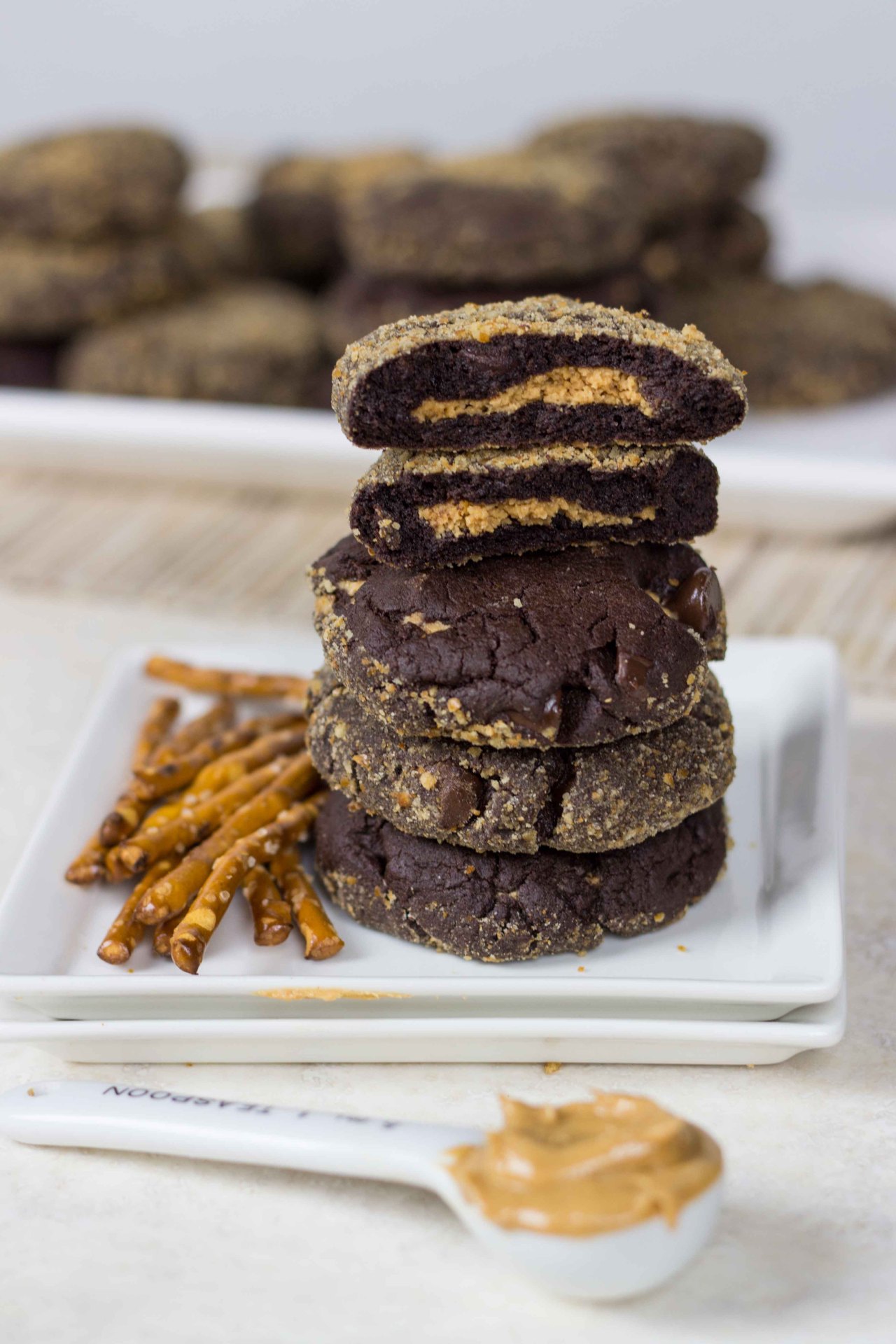 sweetoothgirl:  Dark Chocolate Peanut Butter Cup Pretzel Cookies  