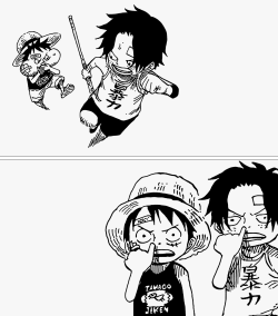 zorobae: Luffy and Ace throughout the years
