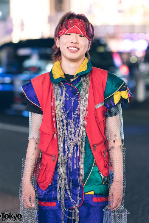 16-year-old Japanese students Shunsuke, Mami Creamy, and Shochan on the street in Harajuku wearing h