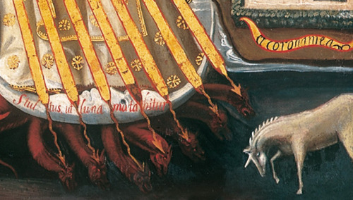 speciesbarocus:Thomas Aquinas, Protector of the University of Cusco (c. 1690). Details.