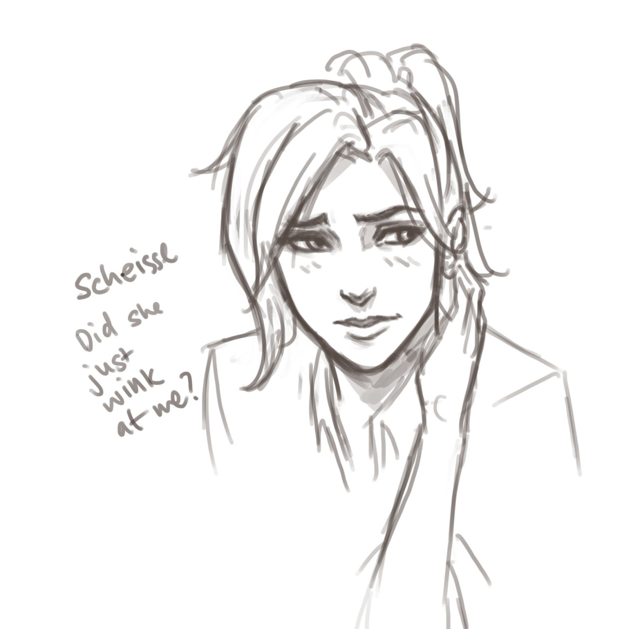 u-so-silly: Mercymaker - at a .. coffee shop?  Mercy gets caught staring at ms lacroix.