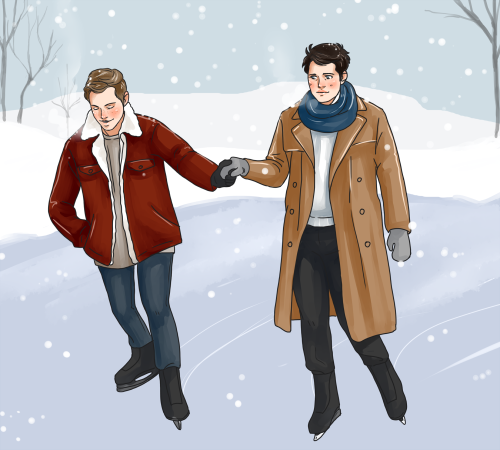 diminuel:December 18: Cas and JackDoing normal things together for once! Ice skating prompt by @band