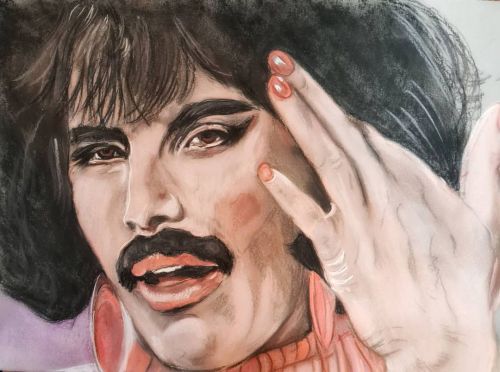 I want to break free….Freddie Mercury#myart #pastelportraits #artforcharity #freddiemercury