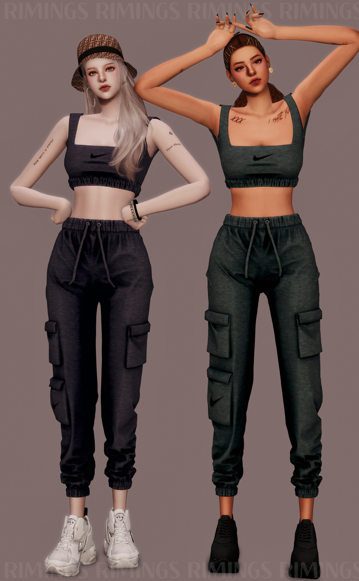 [RIMINGS] Nike Sweat suit Crop Top & Jogger Pants - TOP / BOTTOM- NEW ...