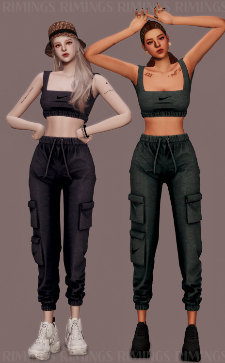 [RIMINGS] Nike Sweat suit Crop Top &amp; Jogger Pants - TOP / BOTTOM- NEW MESH- ALL LODS- NORMAL