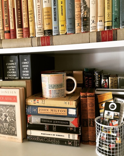 macrolit:Small scene on a shelf, part 397 (featuring vintage Modern Library books and my First Lines