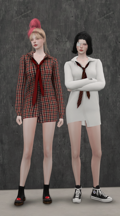 [sudal] Necktie shirt F▶ All lod▶ Dress▶ Specular Map▶ 25 Swatchpose - @dearkims​  ★(Couple CC) Neck