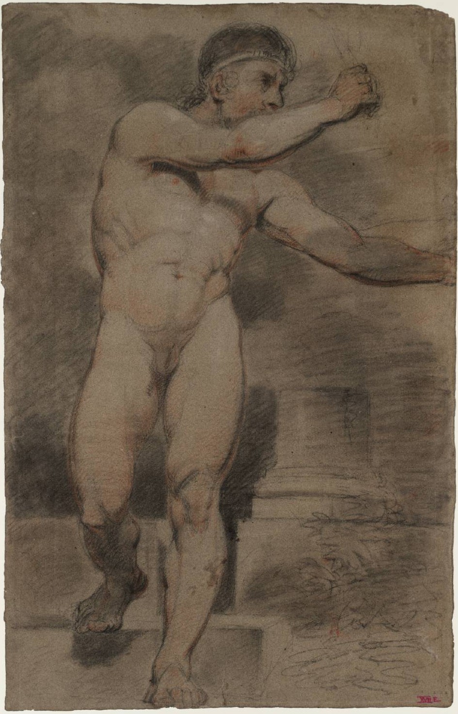 Joseph Mallord William Turner (1775 - 1851) - Male nude studies, chalk on paper,