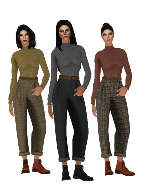 nikaonishko:  Pleated Woolen Pants&amp;Woolen Turtleneck to TS2! Original meshes&amp;texture