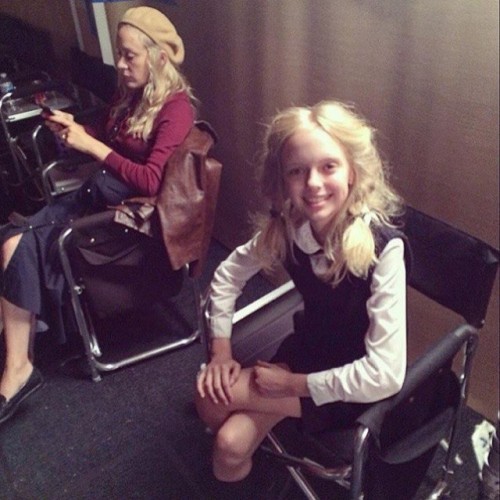 Chloë Sevigny and Jessica Belkin on the set of American Horror Story: Hotel.