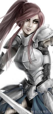asketchbookthing:  Commission - Painterly style Erza with my own twist on her armor. 