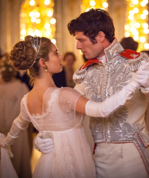 the-garden-of-delights: Lily James as Natasha Rostova and James Norton as Prince Andrei Bolkonsky in