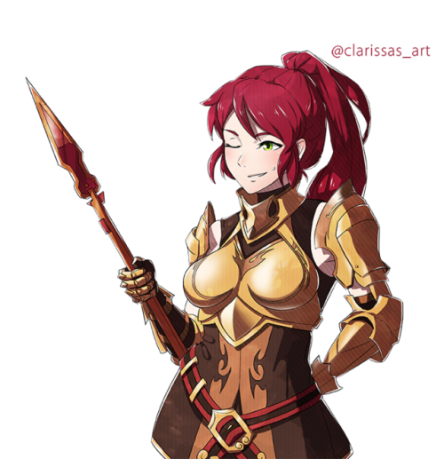 Here’s the FE Fates portrait set commission of RWBY’s Pyrrha dressed in clothing similar