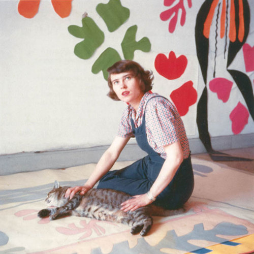 Henri Matisse’s studio assistant Annelies Nelck with tracing of Apollo on the floor of the Hôtel Régina, Nice, c. 1953.