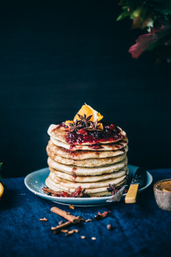 sweetoothgirl:  Buttermilk Pancakes w/ Caramelized White Chocolate and Gluhwein Jam  Need.