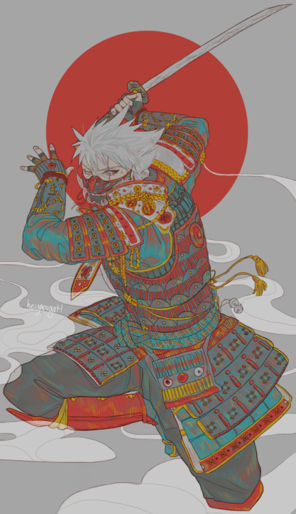 heynougat: hey so full body samurai kakashi. still rockin that dog mask, and the guy moves as swift 