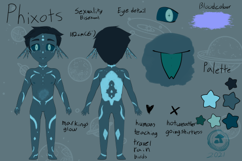 reference sheet of my alien oc! will i ever get better making these? idk