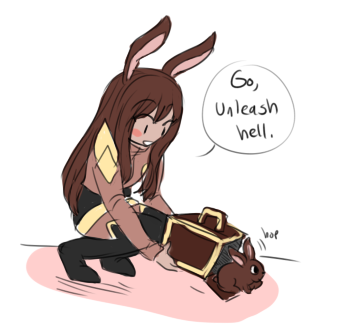 padalickingood:  dashingicecream:  im laugHING and imagining what velvet’s weapon is and what if she opens it and its just  but surprise, its a bunny bomb   