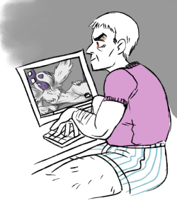 somenanudraws: Nanu getting ready to go onto Second Life This is great but why does he have hands like a grandpa’s