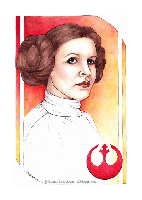 Princess Leia(ink, watercolour, and coloured pencil)BRBryan.com