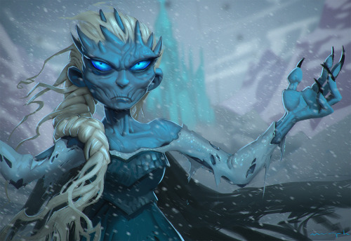 A piece I did for Dan LuVisi’s Popped Culture book&ndash; Elsa as a White Walker