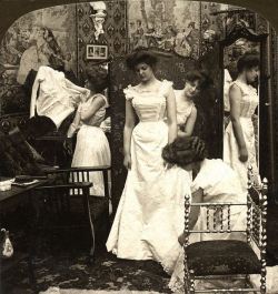 fawnvelveteen:  Bride Getting Dressed 1890s