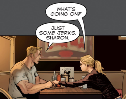 phyla-vells:phyla-vells:Sharon Carter + Steve Rogers ★ CAPTAIN AMERICA INFINITY COMIC #1 he’s litera