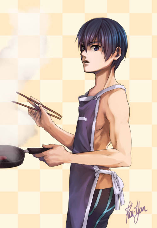 kai-yan: An older drawing I haven’t posted yet..Apron!Haru XD