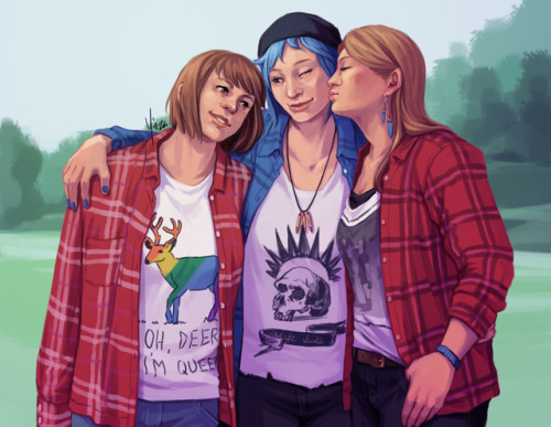 Sapphic September - Day 10: PlaidWe’ll all be hella best friends forever.