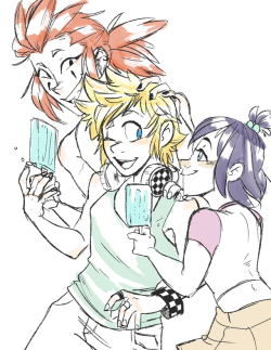 rennigann: UUuhh i had a lot of seasalt trio drawings from various origin but these are the only.. intelligible ones.  There’s like. One other I’ll post after I clean er up eventually. let me tell you how easy it is for me to get my xion/shion mixed