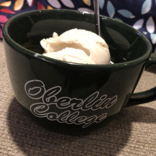 Palisade peach cobbler with graeters ice cream in an oberlin mug- a great combo of my homes. #graete