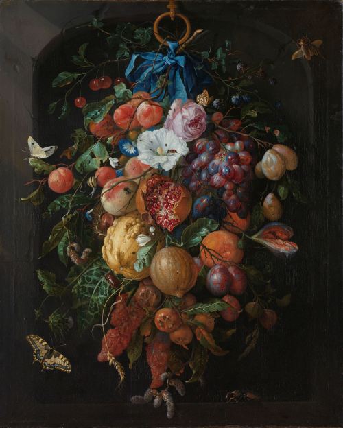 Jan Davidsz. de Heem, Festoon of Fruit and Flowers, 1660 - 1670. Oil on canvas, 74 × 60cm. Rijksmuse