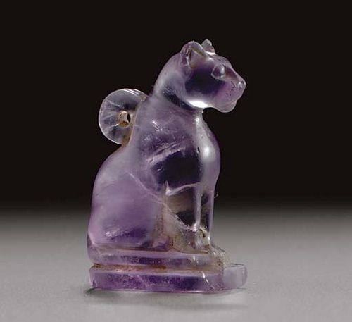 blondebrainpower:  An Amethyst Cat amulet, Egyptian, Late to Ptolemaic Period, 664-30 BCE