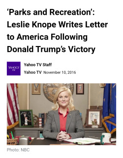 thechubbynerd:  scriptscribbles:  “Reality is a difficult concept for liberals,” Trump supporters proclaim as they proceed to believe that fictional character Leslie Knope is a real person.  Even fake women are a threat to them this is hysterical