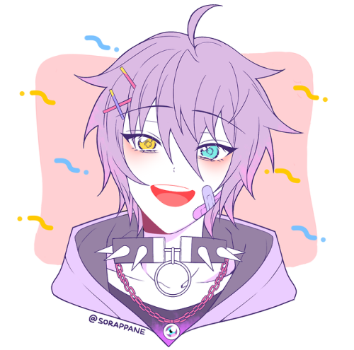 a very pastel n purple Mika uwu