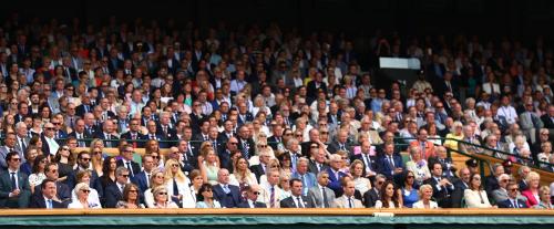 Benedict Cumberbatch and Sophie Hunter sitting in the Royal Box at the 2016 Wimbledon Men’s Finals &