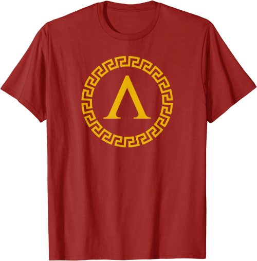 Spartan Symbol T-Shirt by archaeologyart.  The letter lambda, standing for Laconia or Lacedaemo