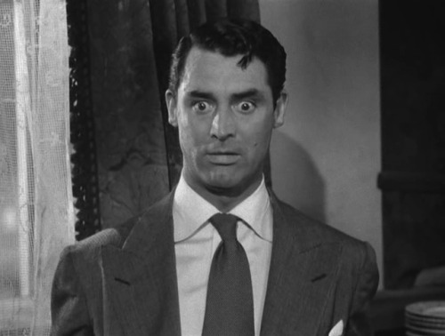 365filmsbyauroranocte:  “There’s a body in the windowseat!”Cary Grant in Arsenic and Old Lace (Frank Capra, 1944)  