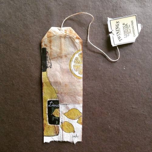 363 days of tea. Day 239. #lemons #limoncello #Sorrento #recycled #teabag #art #Twinings #tea #rubys