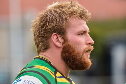 iamthegreeneyedmonster:  giantsorcowboys:  Manly Monday: Ginger Bear Nick Fraser Stands Ready To Prop Up For The Rays. The Scottish Fraser Played For Mackie RFC, And He Looks As If He Is About To Burst Through His New Kit. Sexy As Hell, Baby!  The beauty