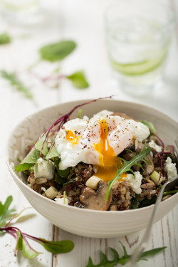 notanotherhealthyfoodblog:  Quinoa and Poached Egg Salad  click here for recipe  