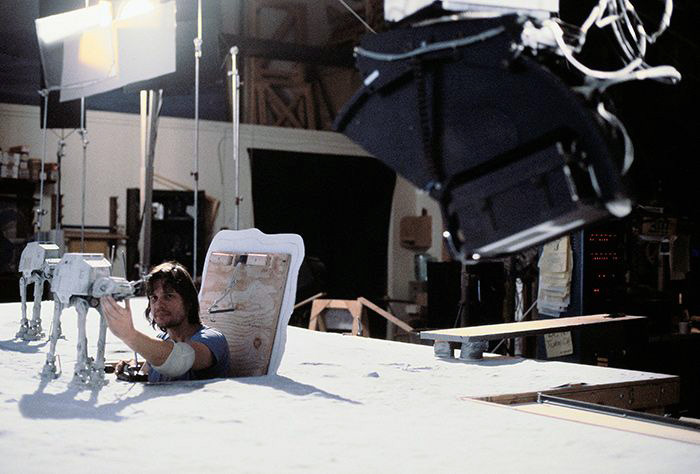 gameraboy:Filming the AT-ATs for the Hoth battle in The Empire Strikes Back (1980)