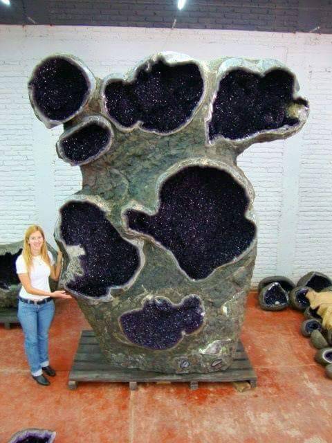 gorgeousgeology: Another huge amethyst geode from Uruguay Those are big geodes.