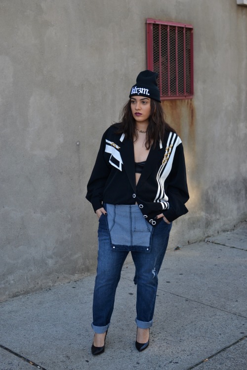 celebrate-women:  nadiaaboulhosn:  Nadia Aboulhosn | www.nadiaaboulhosn.com KlaerizmNYC beanie Addition Elle Overalls  Perfection  She looks ……out of place!